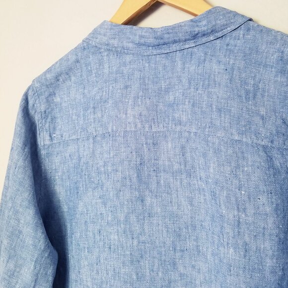 Soft Surroundings 100% Linen Lagenlook Chambray Blue Button Up Tunic Shirt 1X - Picture 13 of 16